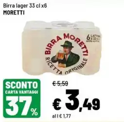 Iper La Grande Birra lager Moretti offerta