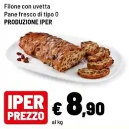 Iper La Grande Filone con uvetta Pane fresco di tipo 0 PRODUZIONE Iper offerta