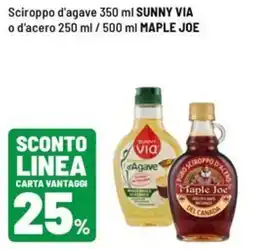 Iper La Grande Sciroppo d'agave SUNNY VIA o d'acero MAPLE JOE offerta