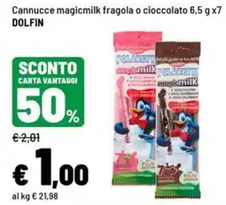 Iper La Grande Cannucce magicmilk fragola o cioccolato DOLFIN offerta