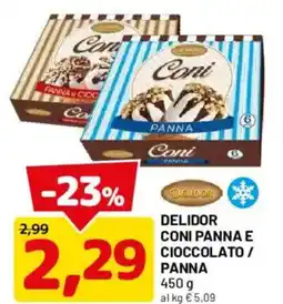 DPiù Delidor Coni Panna e Cioccolato offerta