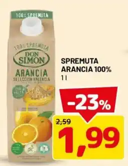 DPiù Spremuta arancia 100% don simon offerta