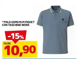 DPiù Polo uomo M/M piquet con taschino work offerta