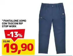 DPiù Pantalone uomo con tasconi rip stop work offerta