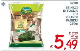 Zona Spinaci in foglia bio grandi panieri offerta