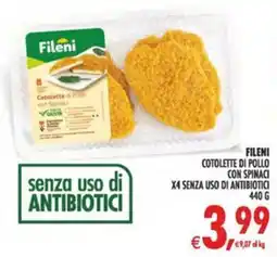 Deco Iperstore Fileni Cotolette di pollo con spinaci offerta