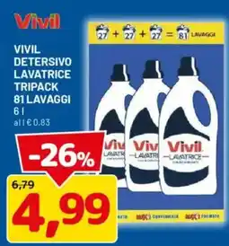 DPiù Vivil Detersivo Lavatrice Tripack offerta