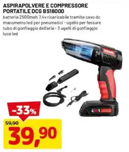 DPiù Aspirapolvere e compressore portatile DCG BS16000 Brans offerta