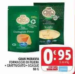 Deco Supermercati Gran Moravia formaggio di filiera • grattugiato • scaglie offerta