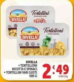 Deco Supermercati Divella tortelloni ricotta e spinaci offerta