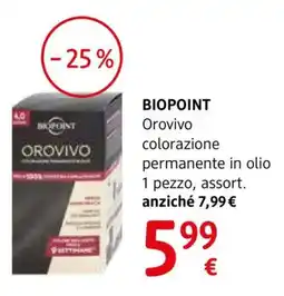 dm drogerie markt Biopoint Orovivo colorazione permanente in olio offerta