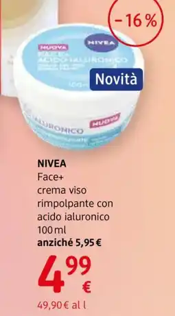 dm drogerie markt Nivea face+ crema viso rimpolpante con acido ialuronico offerta