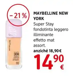 dm drogerie markt Maybelline New York Super Stay fondotinta leggero illuminante effetto mat offerta