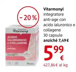 dm drogerie markt Vitarmonyl integratore anti-age con acido ialuronico e collagene offerta