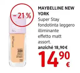 dm drogerie markt Maybelline New York Super Stay fondotinta leggero illuminante effetto matt offerta