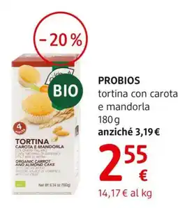 dm drogerie markt Probios tortina con carota e mandorla offerta