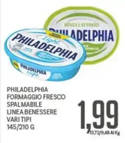 Supermercati Piccolo Philadelphia formaggio fresco spalmabile linea benessere offerta