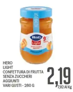 Supermercati Piccolo Hero Light confettura di frutta senza zuccheri aggiunti offerta