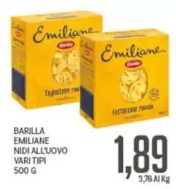 Supermercati Piccolo Barilla Emiliane nidi all'uovo offerta