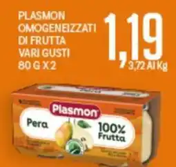 Supermercati Piccolo Plasmon omogeneizzati di frutta vari gusti offerta