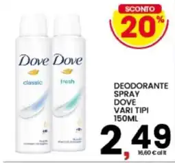 Interspar Deodorante spray Dove vari tipi offerta