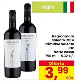 Despar Negroamaro Salento IGP o Primitivo Salento IGP Notte Rossa offerta