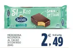 Interspar Merendina ricoperta al cacao si con riso Scotti offerta