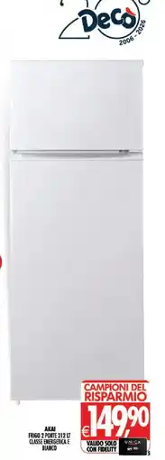 Deco Superstore Akai frigo 2 porte 212 lt offerta