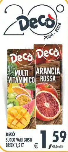 Deco Superstore Decò succo vari gusti offerta