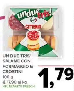 Todis Un due tris! salame con formaggio e crostini offerta