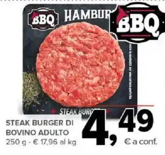 Steak burger di bovino adulto