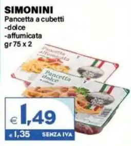 Boningros Cash and Carry Simonini Pancetta a cubetti dolce/affumicata offerta