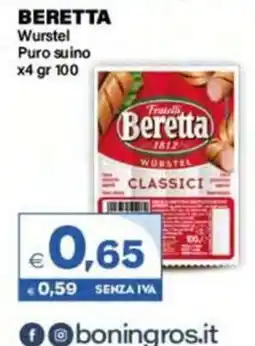 Boningros Cash and Carry Beretta Wurstel Puro suino offerta
