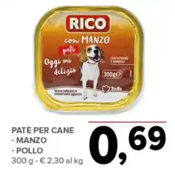 Todis Rico patè per cane con manzo offerta