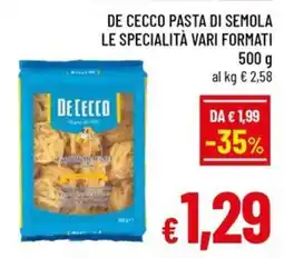 Famila Market De Cecco pasta di semola offerta