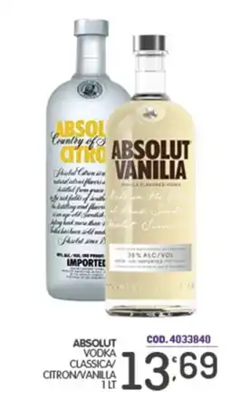 Eurocash Absolut vodka classica citron/vanilla offerta