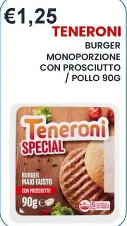 Caramico Teneroni burger con prosciutto offerta