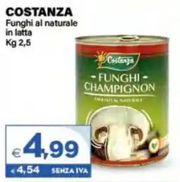 Boningros Cash and Carry Costanza Funghi al naturale in latta offerta