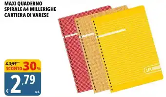 Maxi quaderno spirale A4 millerighe Cartiera di Varese