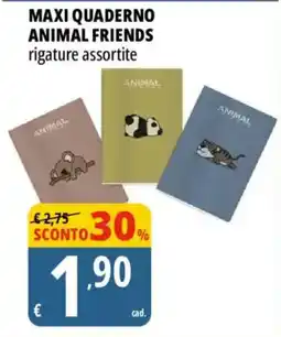 Tigros Maxi quaderno animal friends offerta