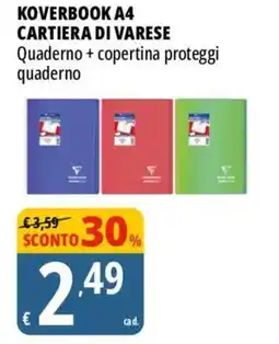 Tigros Koverbook A4 cartiera di varese offerta
