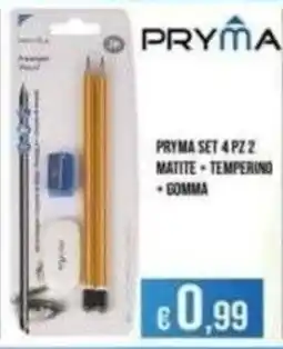Azzurro Convenienza Pryma set 4 pz 2 matite + temperino + gomma offerta