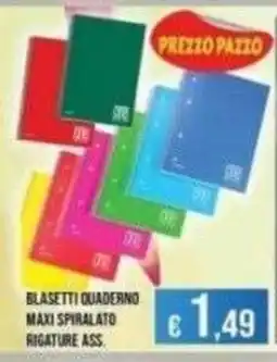 Azzurro Convenienza Blasetti quaderno maxi spiralato rigature ass. offerta