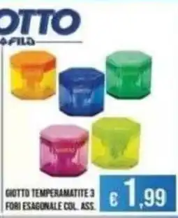 Azzurro Convenienza Giotto temperamatite 3 fori esagonale col. ass. offerta