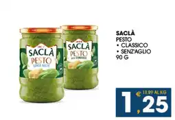 SeBón Supermercati Saclà pesto senza aglio offerta