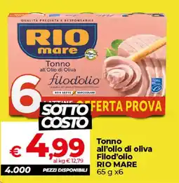 Ipercoop Radenza Tonno all’olio di oliva Filod’olio RIO MARE offerta