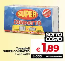 Ipercoop Radenza Tovaglioli SUPER COMPATTO offerta