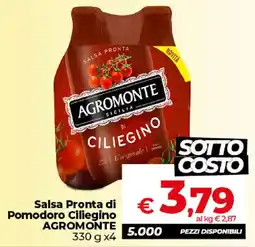 Ipercoop Radenza Salsa Pronta di Pomodoro Ciliegino Agromonte offerta