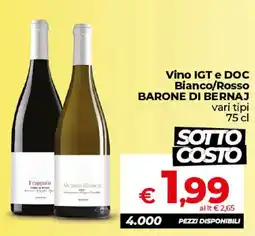 Ipercoop Radenza Vino IGT e DOC Bianco/Rosso BARONE DI BERNAJ offerta