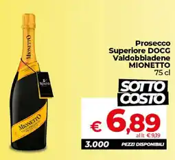 Ipercoop Radenza Prosecco Superiore DOCG Valdobbiadene Mionetto offerta